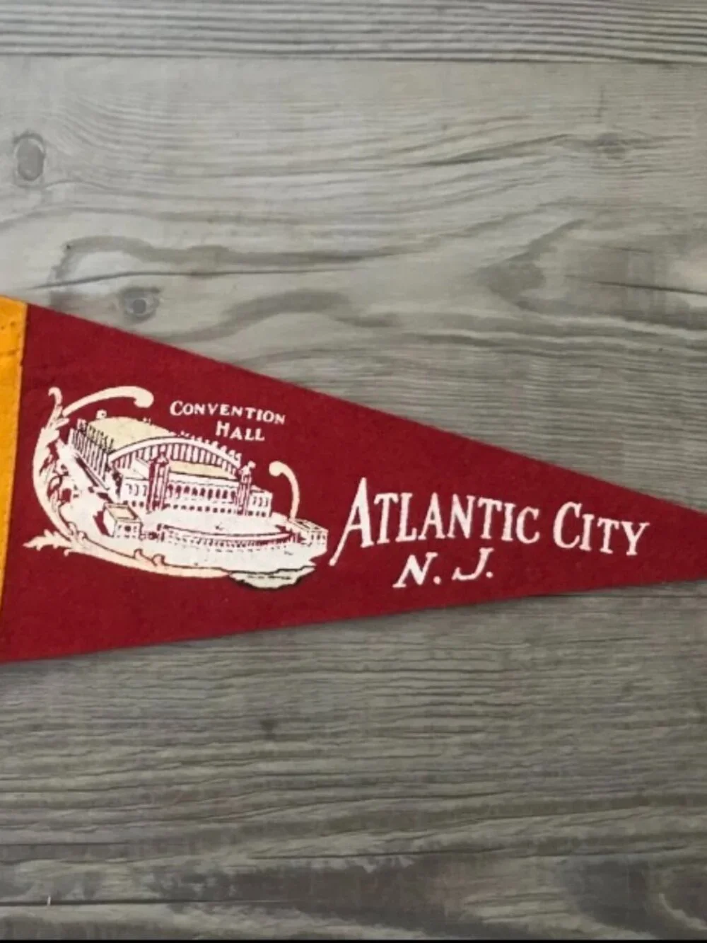 Vintage 1950's Atlantic City NJ New Jersey Convention Hall Mini Red Felt Pennant